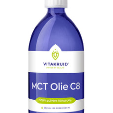 Vitakruid MCT Olie C8 100% zuivere & duurzame kokosolie 500.00 Milliliter