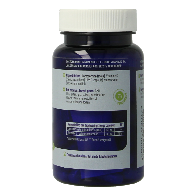 Vitakruid Lactoferrine 150 mg minimaal 95% puur + Vitamine C 60 Vegetarische capsules
