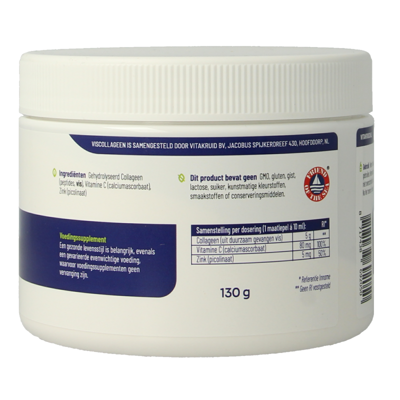 Vitakruid Viscollageen 99% puur collageen vitamine C & zink 130 Gram