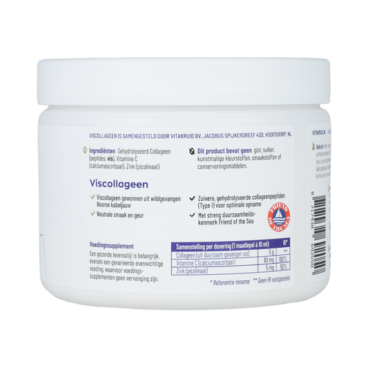 Vitakruid Viscollageen 99% puur collageen vitamine C & zink 130.00 Gram