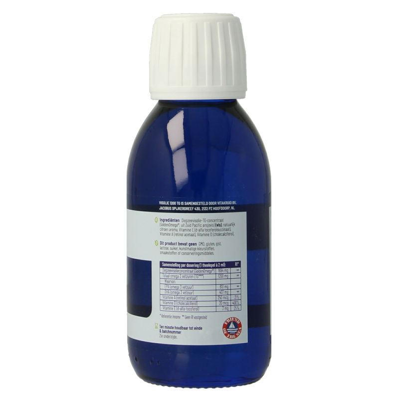 Vitakruid Visolie 1200 Vloeibaar Triglyceriden met A, D & E 125 Milliliter