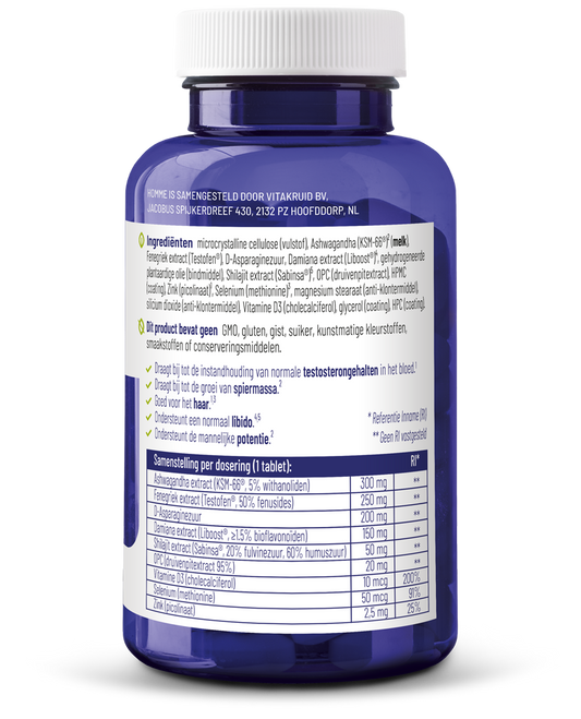 Vitakruid Homme oa Ashwagandha Fenegriek Shilajit Damiana 60.00 Tabletten