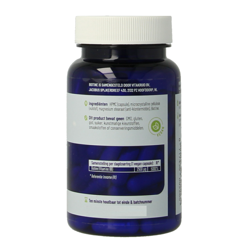 Vitakruid Biotine 2500 mcg voor Huid, Haar & Nagels 90 Vegetarische capsules