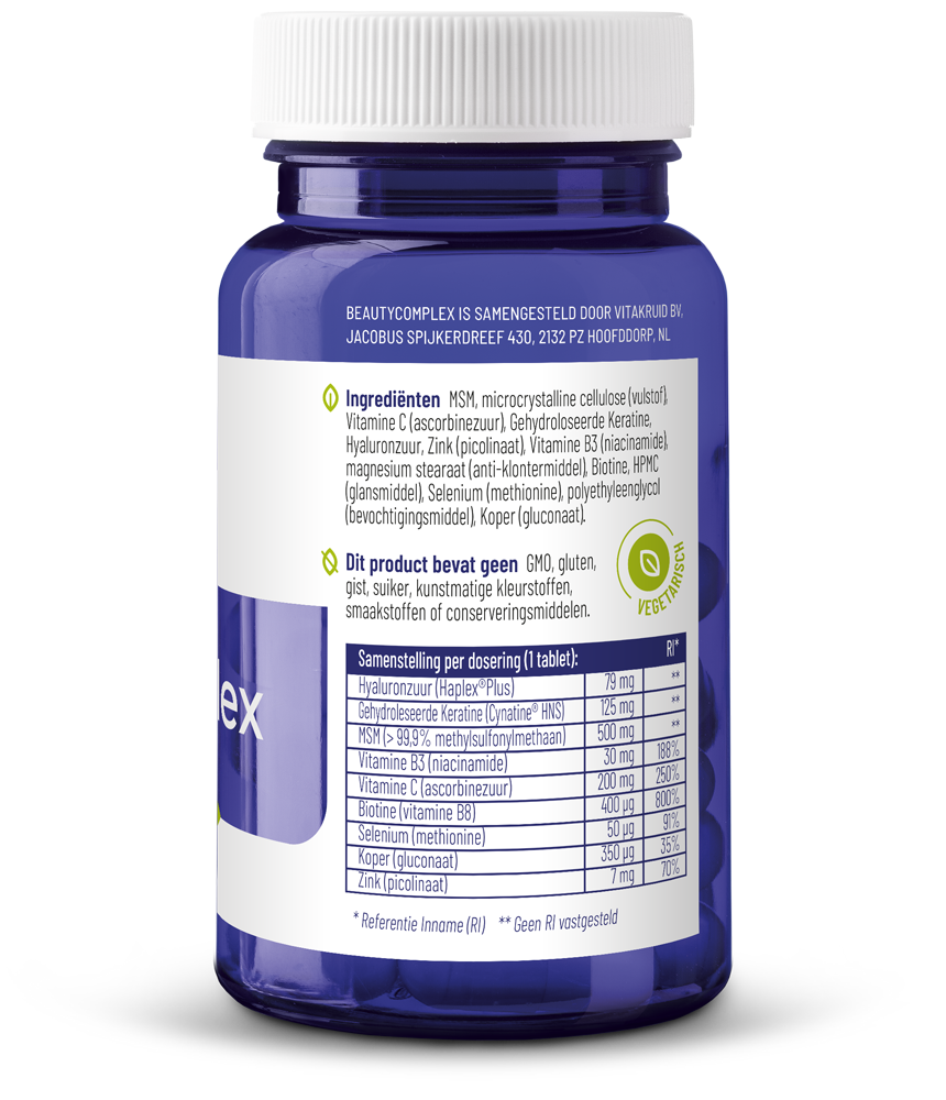 Vitakruid BeautyComplex met Keratine Hyaluronzuur & biotine 60 Tabletten