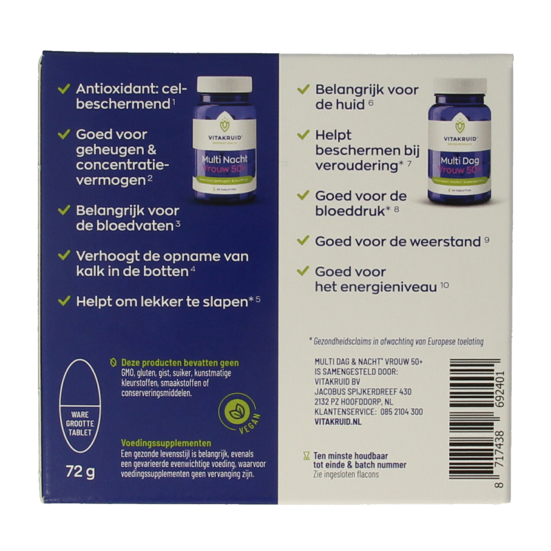 Vitakruid Multi dag & nacht vrouw 50+ 2 x 30 tabletten 60 Tabletten