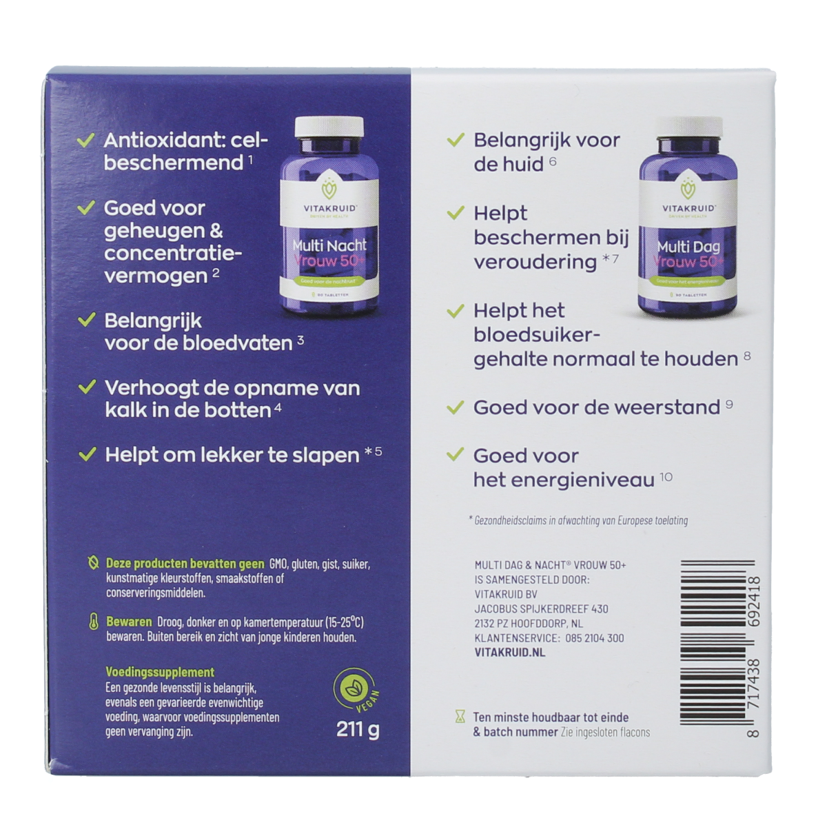 Vitakruid Multi Dag & Nacht Vrouw 50+ 2 x 90 180.00 Tabletten