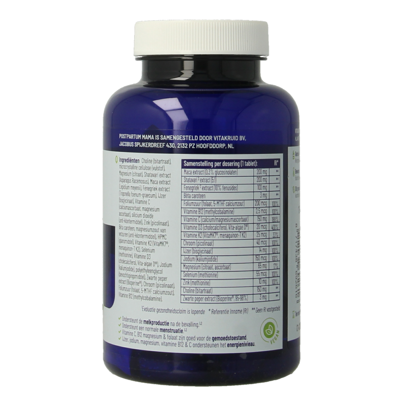 Vitakruid Postpartum Mama oa Fenegriek, Shatavari & Choline 90 Tabletten