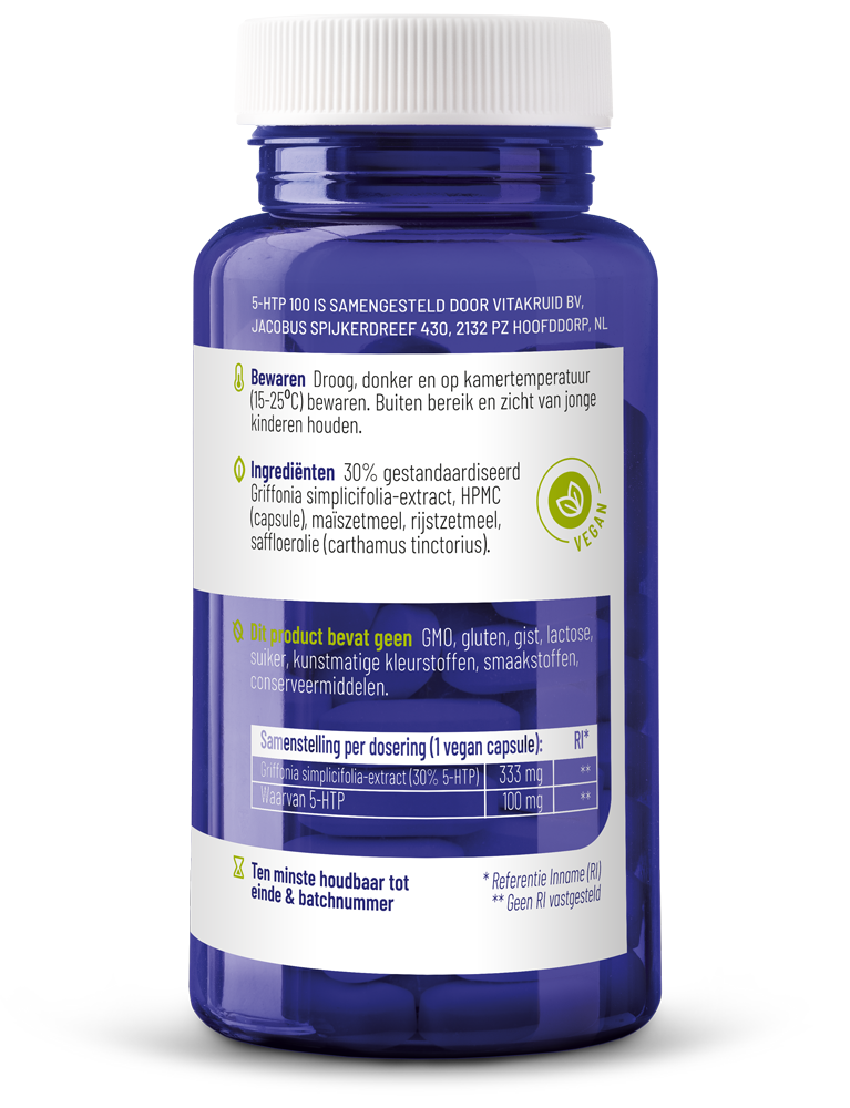 Vitakruid 5-HTP 100mg 90 Vegetarische capsules