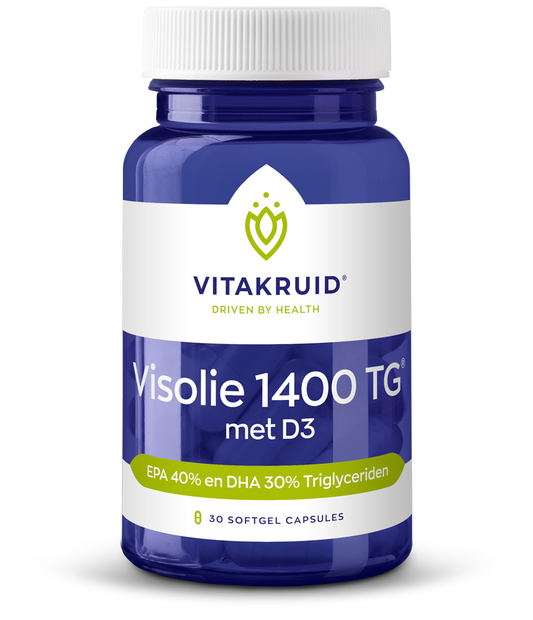 Vitakruid Visolie 1400 TG Triglyceriden met D3 30 Softgels