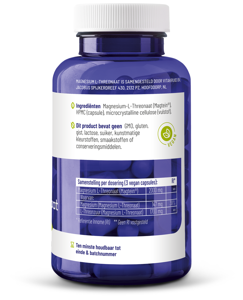 Vitakruid Magnesium L-threonaat magtein 90 Vegetarische capsules