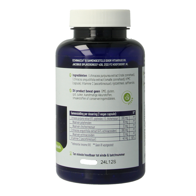 Vitakruid Echinacea 600 purpurea (4%) angustifolia (6%, 4%) 90 Vegetarische capsules