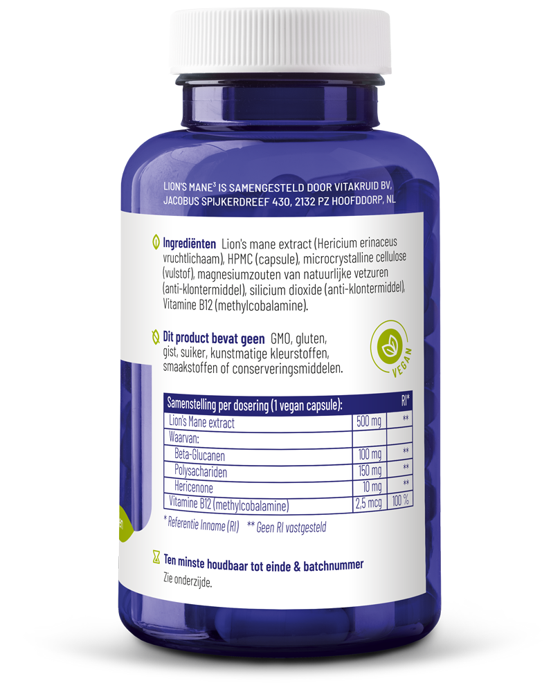 Vitakruid Lions mane 90 Vegetarische capsules