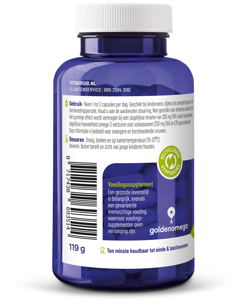 Vitakruid Visolie 1800 TG mama triglyceriden met D3 90 Softgels