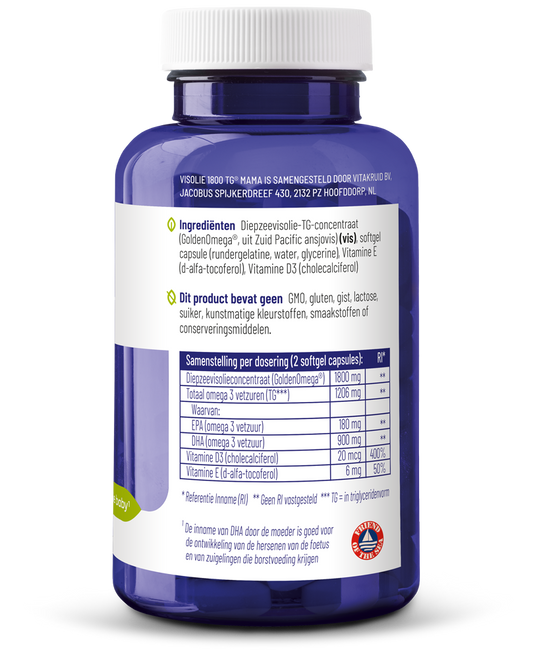 Vitakruid Visolie 1800 TG mama 90.00 Softgels