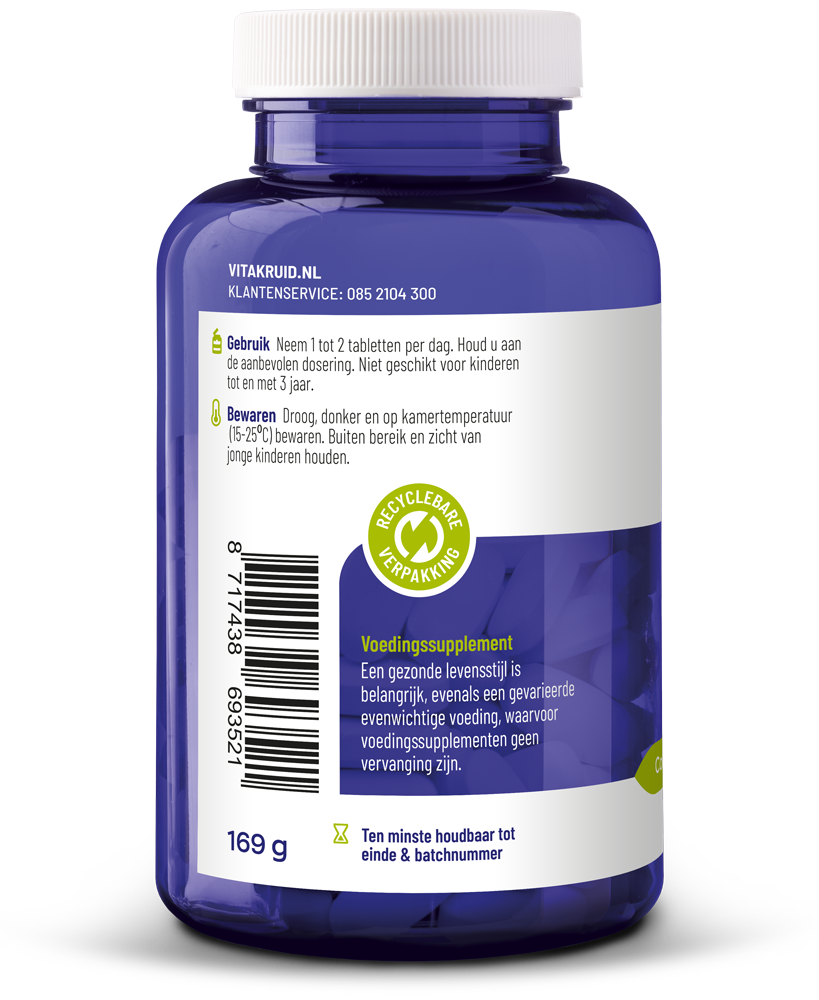 Vitakruid Magnesium sport bisglycinaat malaat&tri-dicitraat 90 Tabletten