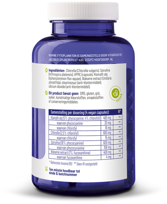 Vitakruid Marine fytoplankton met oa klamath, wakame extract 120.00 Vegetarische capsules