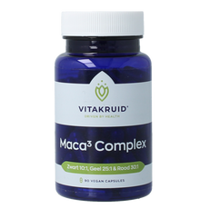 Vitakruid Maca3 complex zwart 10:1, geel 25:1 & rood 30:1 90 Vegetarische capsules