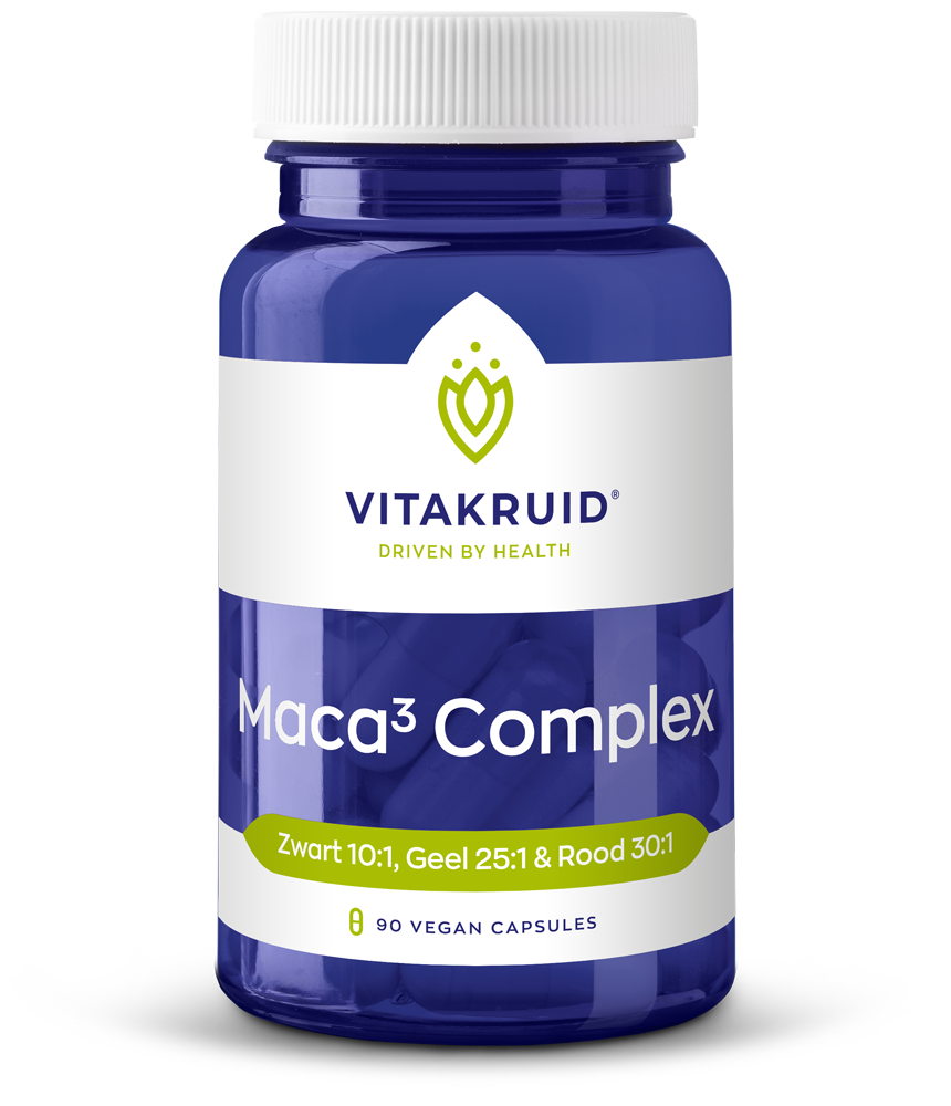 Vitakruid Maca complex zwart/geel/rood 90 Vegetarische capsules