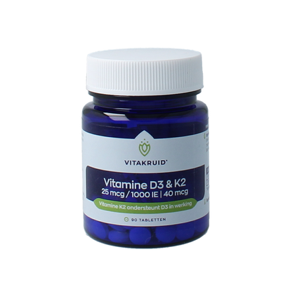 Vitakruid Vitamine D3 25mcg & K2 40mcg (menaq7) 90.00 Tabletten