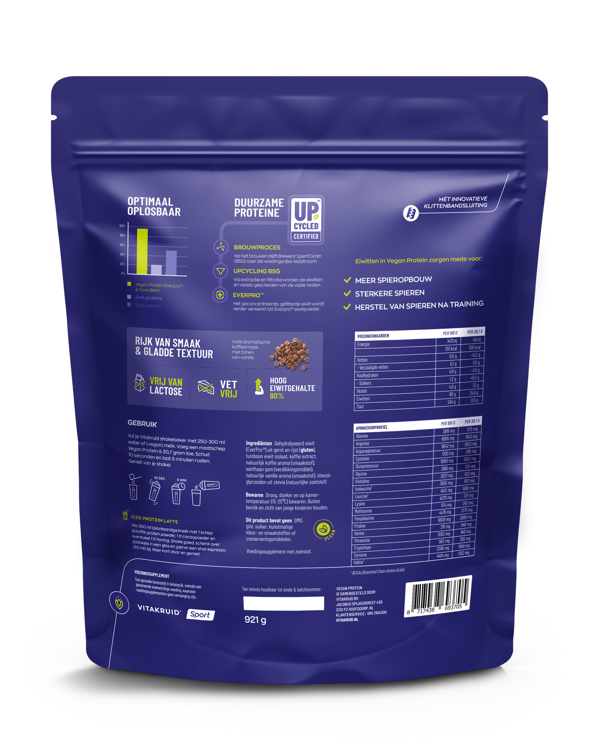 Vitakruid Vegan protein ever pro ijskoffie 921.00 Gram