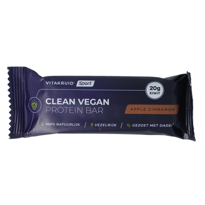 Vitakruid Clean vegan protein bar - apple cinnamon 1.00 Stuks