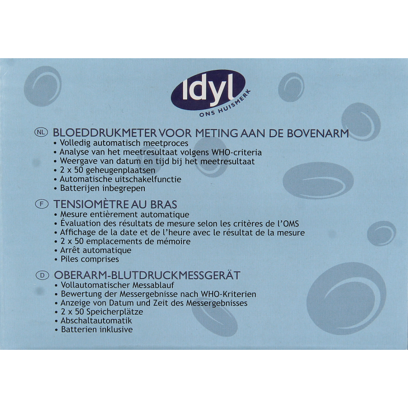 Idyl Bloeddrukmeter bovenarm/Tensiometre au bras 1 Stuks