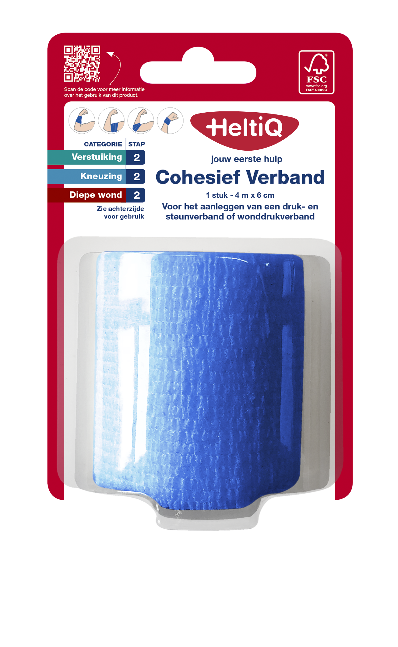 Heltiq Cohesief verband 4m x 6cm 1 Stuks