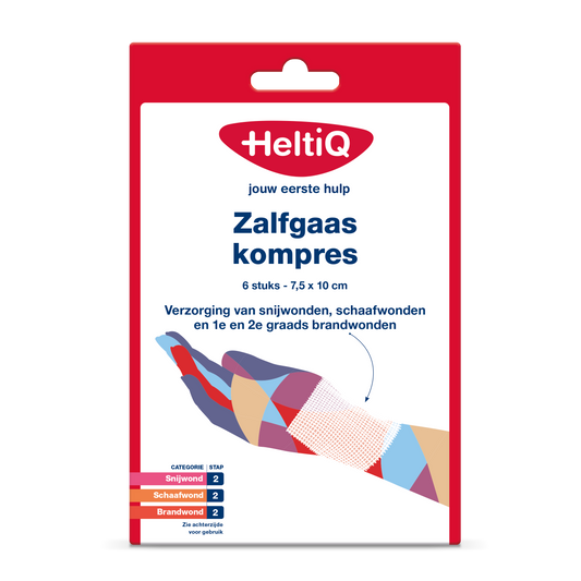 Heltiq Zalfgaaskompres 7.5 x 10cm 6 Stuks