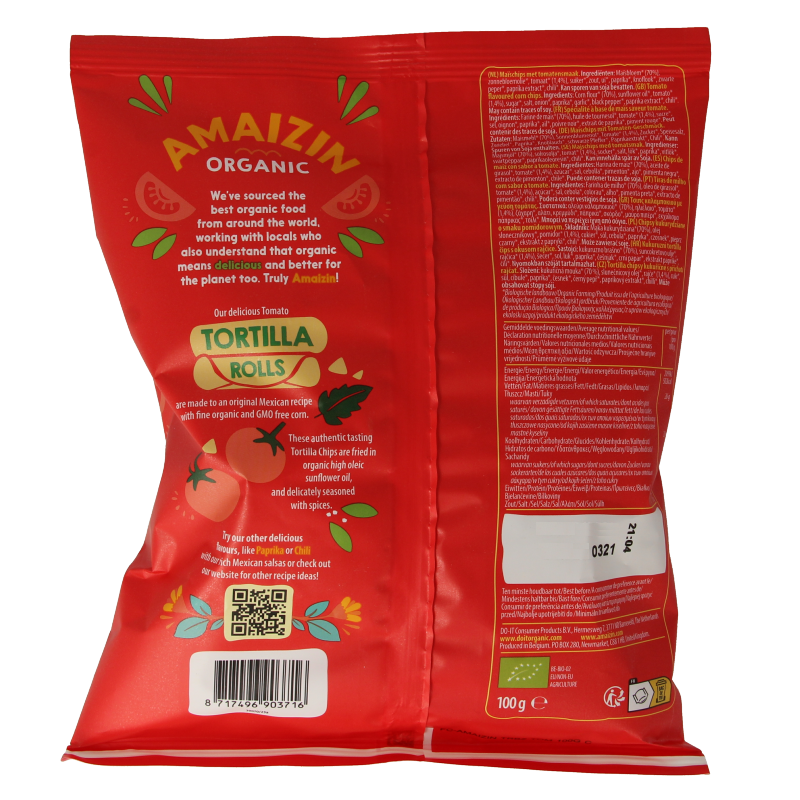 Amaizin Corn rolls tomaat bio 100 Gram
