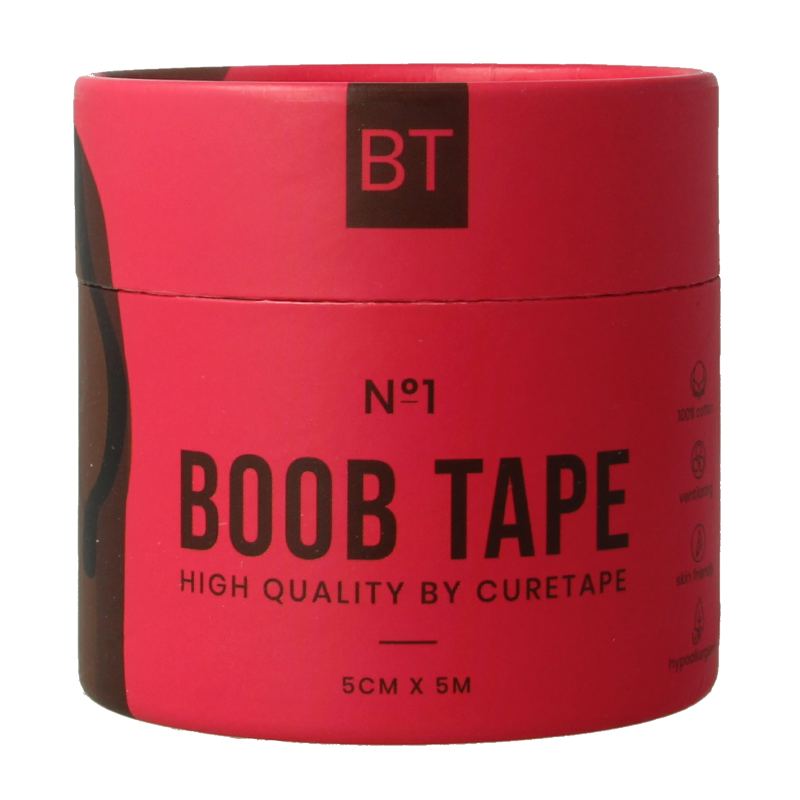 Cure Tape Boobtape no 1 incl. nipple covers - 5cm x 5m blac 1 Stuks