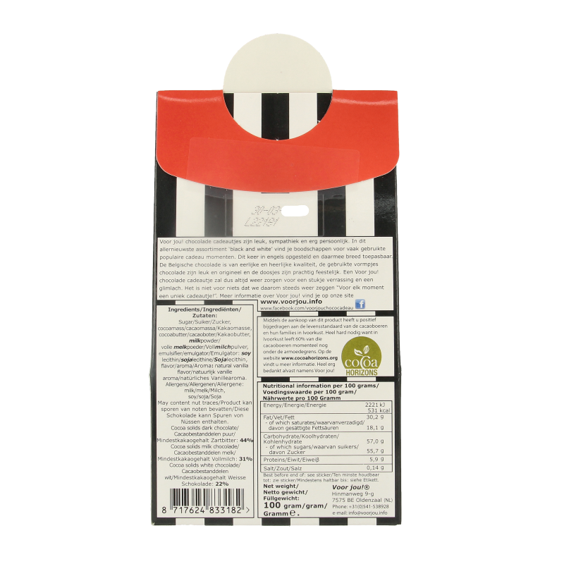 Voor Jou! Cadeau doos black & white with love 100 Gram