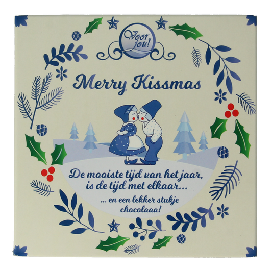 Voor Jou! Wensreep Delftsblauw Kerst merry kissmas 90 Gram
