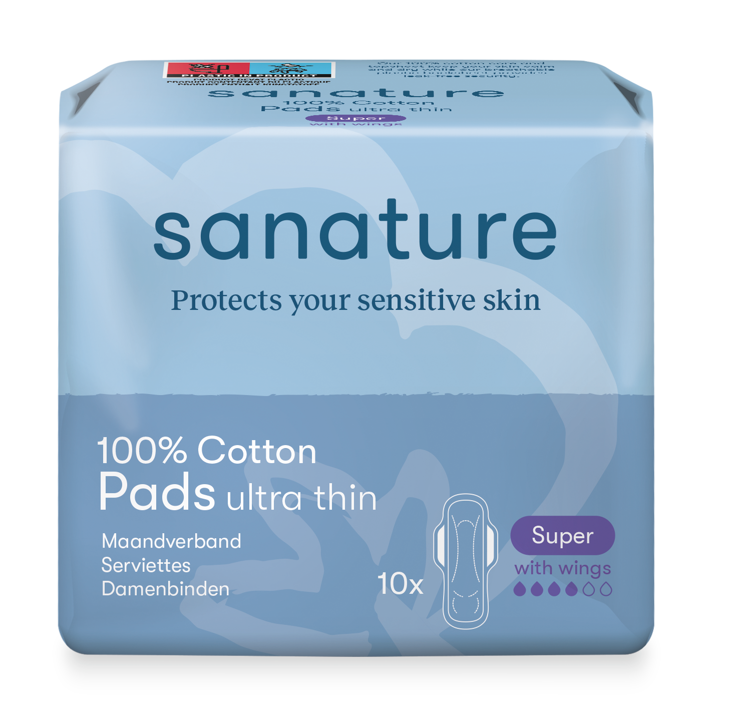 Sanature Maandverband super 100% katoen 10 Stuks
