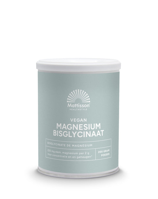 Mattisson Magnesium bisglycinaat poeder 11% elem magnesium 200 Gram