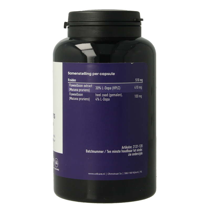 CellCare Mucuna pruriens 500mg (25% L-dopa) 120 Capsules