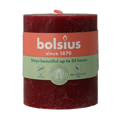 Bolsius Rustiekkaars shine 80/68 velvet red 1.00 Stuks