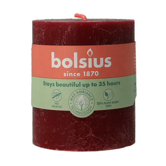 Bolsius Rustiekkaars shine 80/68 velvet red 1 Stuks