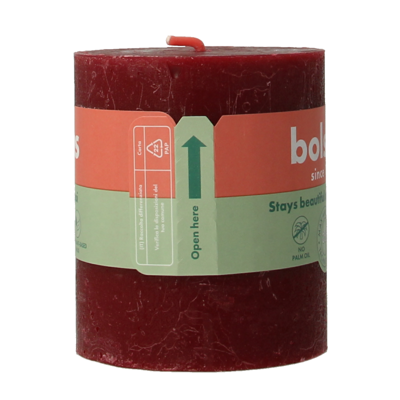 Bolsius Rustiekkaars shine 80/68 velvet red 1 Stuks