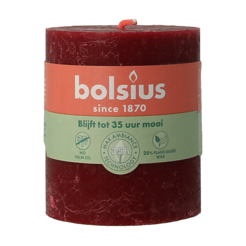 Bolsius Rustiekkaars shine 80/68 velvet red 1 Stuks