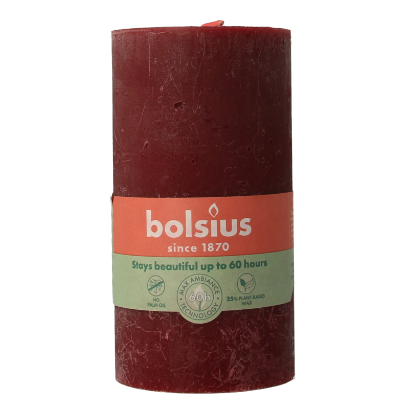 Bolsius Rustiekkaars shine 130/68 velvet red 1 Stuks