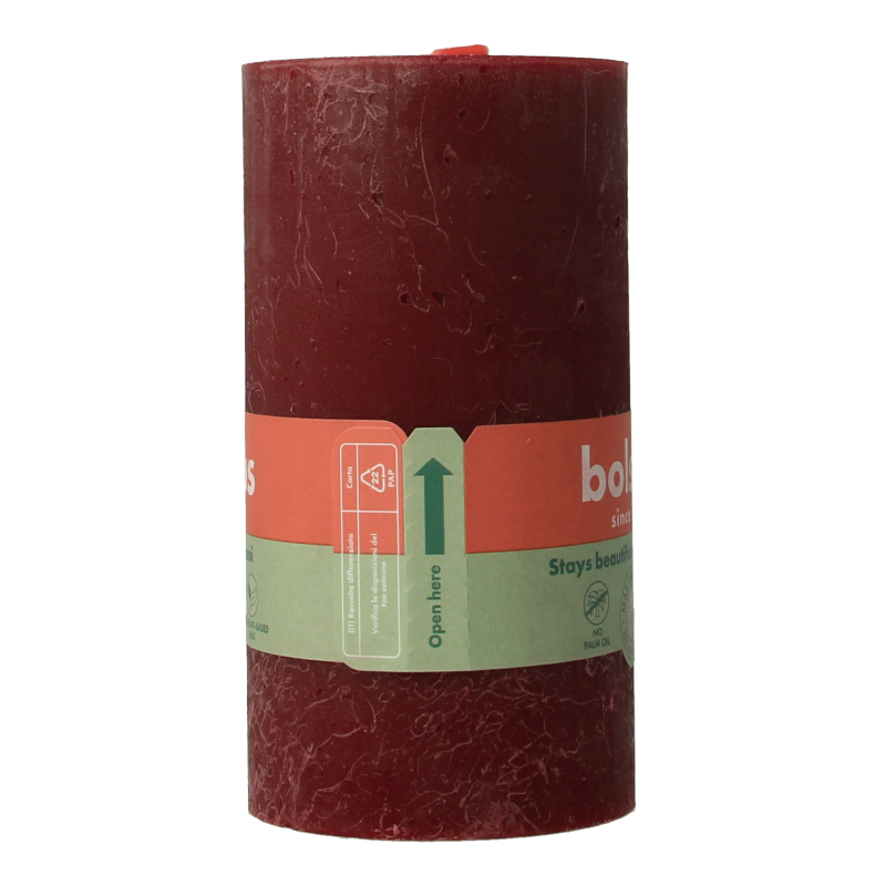 Bolsius Rustiekkaars shine 130/68 velvet red 1 Stuks