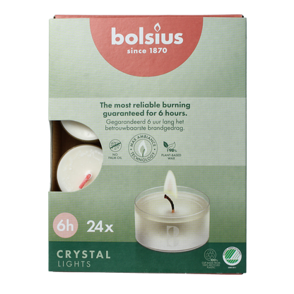 Bolsius Crystal Lights 6 uur doos 24.00 Stuks