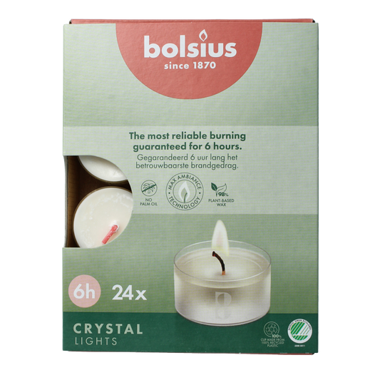 Bolsius Crystal Lights 6 uur doos 24 Stuks