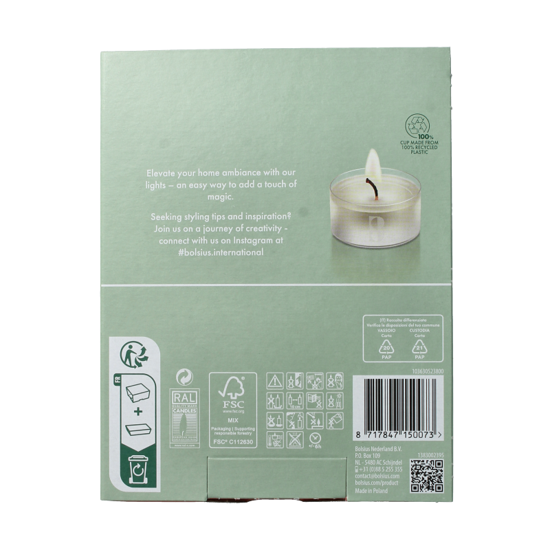 Bolsius Crystal Lights 6 uur doos 24 Stuks