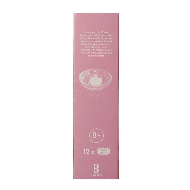 Bolsius Crystal maxi lights 8 uur doos 12 Stuks