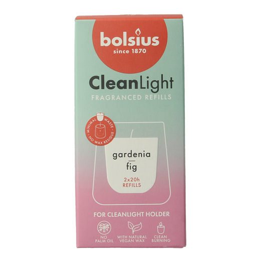Bolsius Clean Light navulling gardenia / fig 2 Stuks