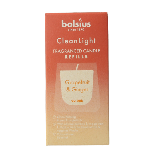 Bolsius Clean Light navulling 2 pack Grapefruit / Ginger 212 Gram