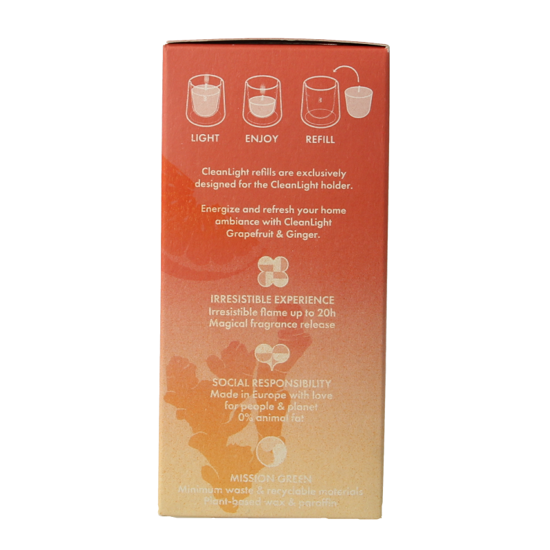 Bolsius Clean Light navulling 2 pack Grapefruit / Ginger 212 Gram