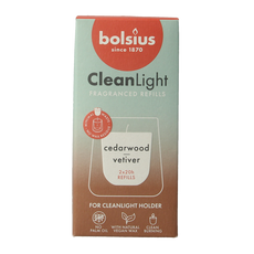 Bolsius Clean Light navulling 2 pack Cedarwood / Vertiver 212 Gram
