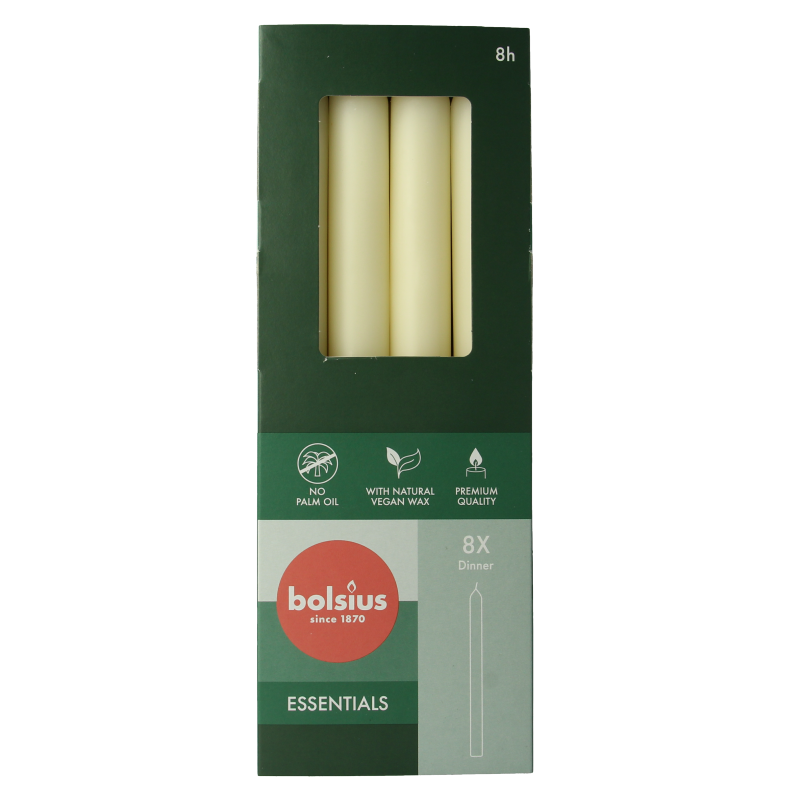 Bolsius Dinerkaarsen 230/20 soft pearl 8 Stuks